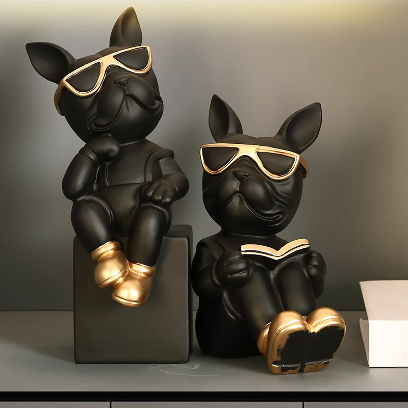 ⭐🏅Sculture di reggilibri di bulldog francese, maggiordomo di cani, statue  di salone, decorazioni per la casa - monchienchat