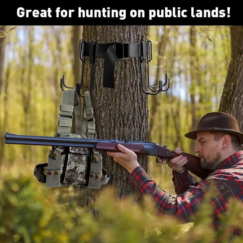 HNJXCAQYQ Les cintres Treestand sont livrés avec 3 crochets en métal et 1 crochet pour arc, pour support d'arbre, plate-forme d'équipement de chasse
