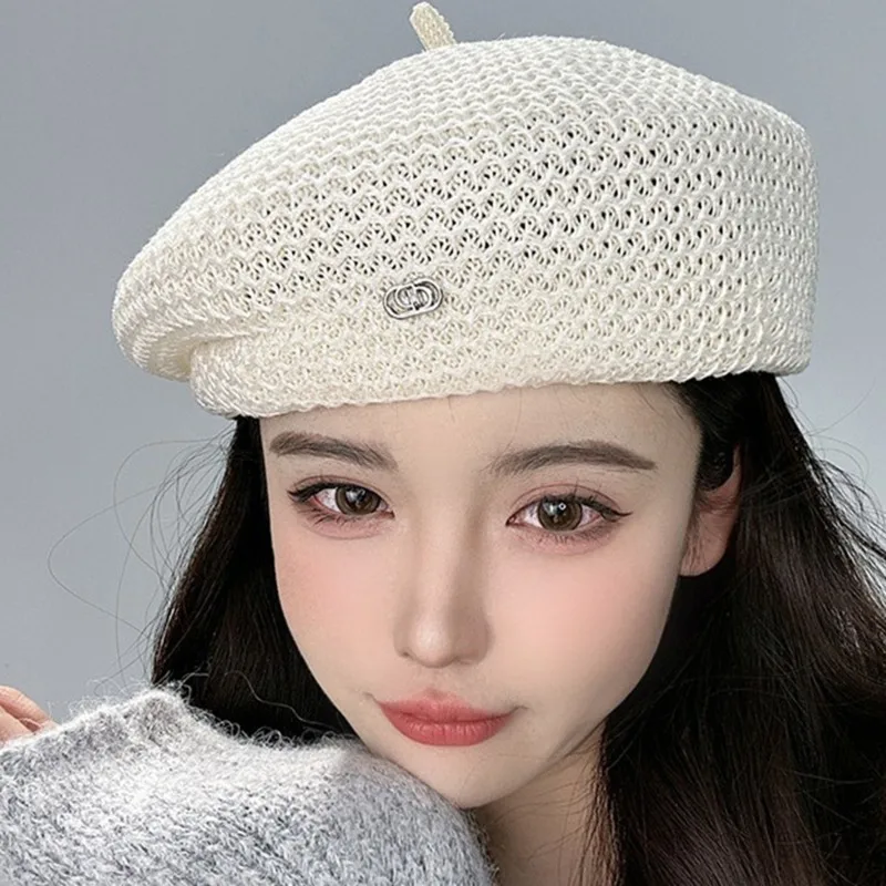 여성용 레트로 패션 모자, 얇은 베레모 용수철 및 여름 모자, 플랫 캡, 면 팔각형 모자, 다목적 스타일링
