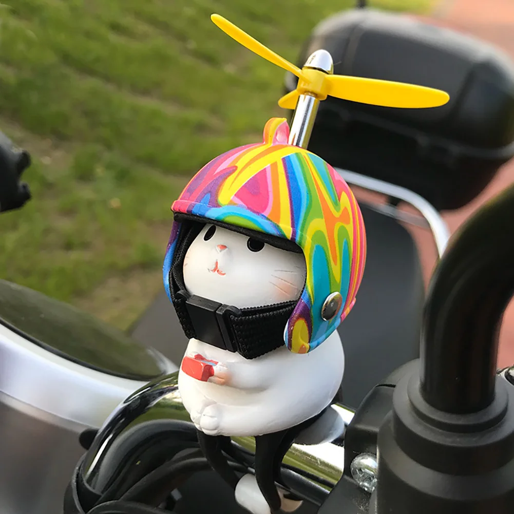 1Pc Motorcycle Handlebar Decoration Cartoon Ornament Car Interior Dashboard Decor Figurines Electric Bike Ornaments with Helmets