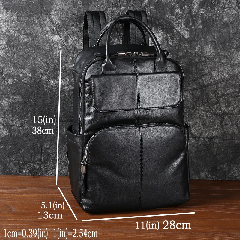 Leather Men's Shoulder Baothead Layer Cowhide Travel Backpack Fashion Trend Schoolbag Niche Personality Business Computer Bag