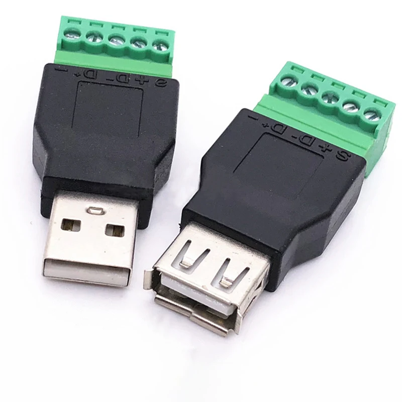 1Pcs USB 2.0 유형 남성 여성 회전 5Pin 터미널 USB 회전 터미널 용접 플러그 방지 USB 플러그 남성 헤드 여성 헤드 커넥터
