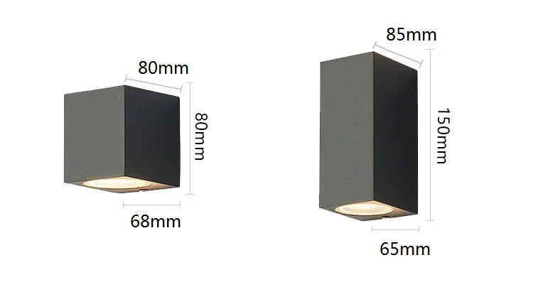 IP65 방수 실내외 LED 벽등 상하 조명 LED 벽 램프 표면 장착 큐브 정원 현관등 AC 110-220V