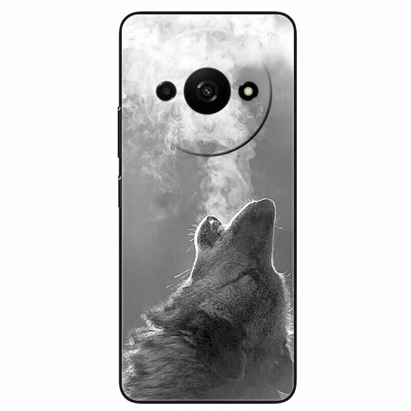 Animal Design Black Silicone Protective Case - Cool Wolf Edition