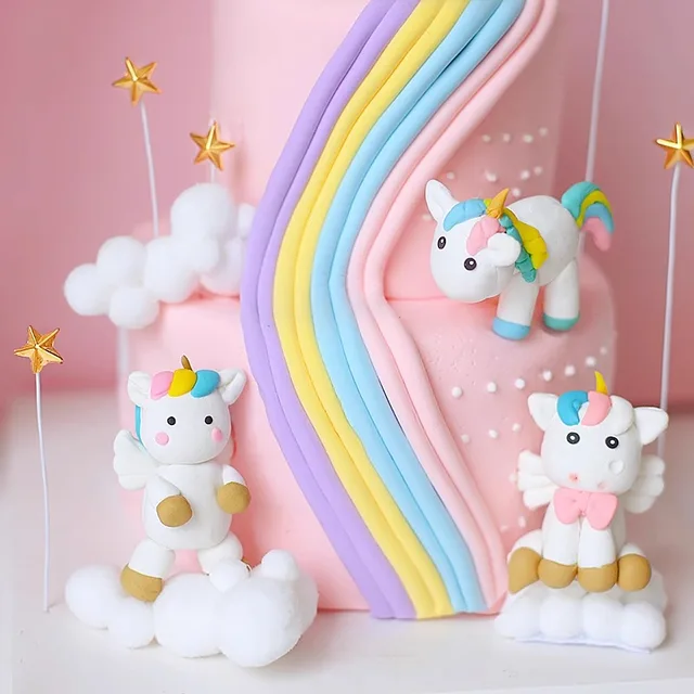 Décoration de gâteau licorne arc-en-ciel, décoration d'anniversaire pour fille, fournitures de fête prénatale, décor sur le thème de la 1er anniversaire pour enfants 6