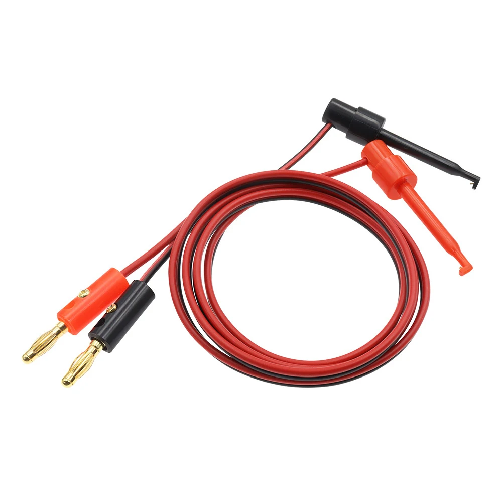 4mm Banana plug to electric hook clip test cable 1 Pair 1M gold plated for multimeter test leads wire connector