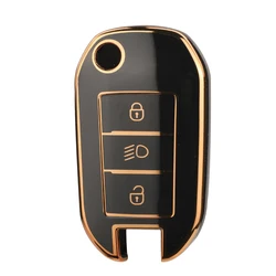 Premium 3 - Button Flip Soft TPU Car Key Case Cover (B Type Black)