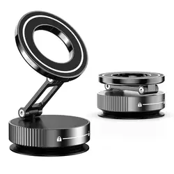 Universal Foldable Magnetic Car Phone Holder with Suction Cup Mount (Black)
