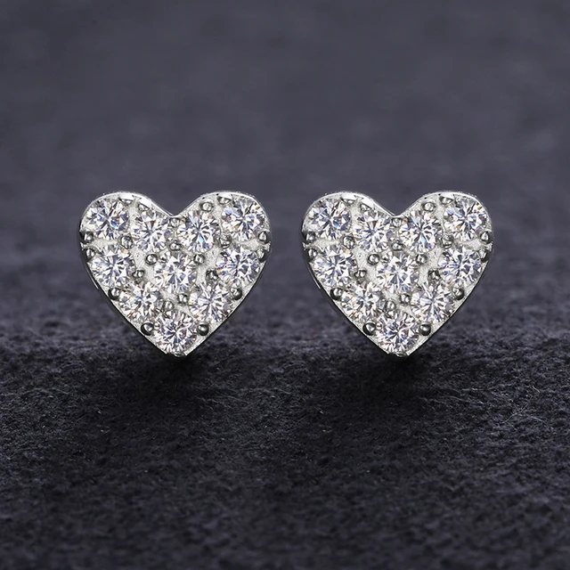 Top Quality Unisex Heart 100% 925 Silver Earrings Fashion Classic Moissanite Earring For Women Jewelry 2