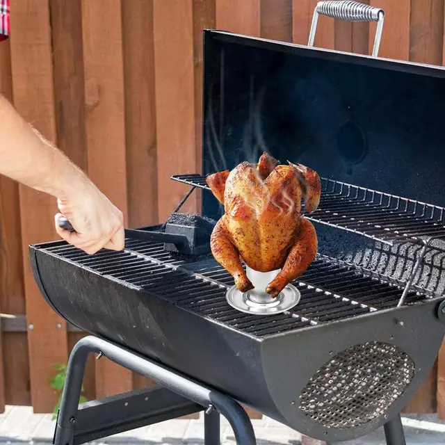 Csirke Pörkölt Állvány Függőleges Rozsdamentes Acél Sör Can Csisolrack Bbq Grill Holder Barbeque Kiegészítők Kempingkészletek - Image 5