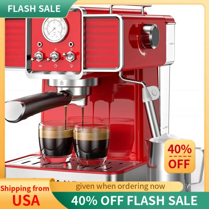 

Эспрессо-машина Galanz в стиле ретро с капучино и латте, 15 бар