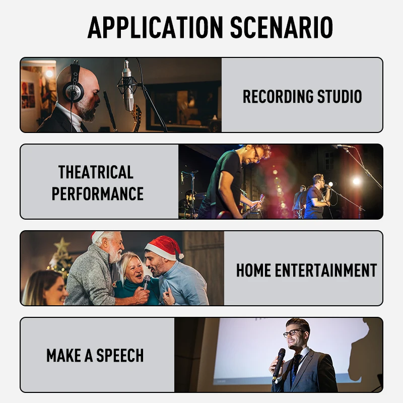 UHF Wireless Microphone System for XLR Mic Adapter 48V Power 16 Channels Audio Transmitter and Receiver Mic