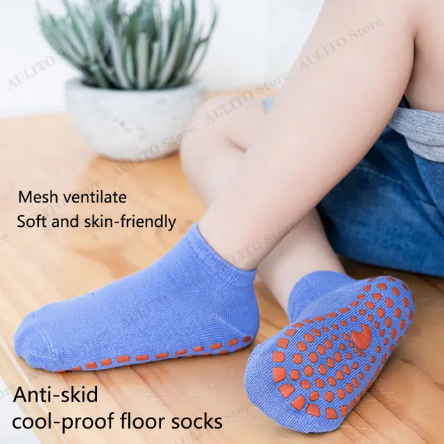Kids Adults Anti-Slip Floor Socks Parent-Child Trampoline Cotton Breathable Socks Elasticity Sports Boys Girls Outside Children 4