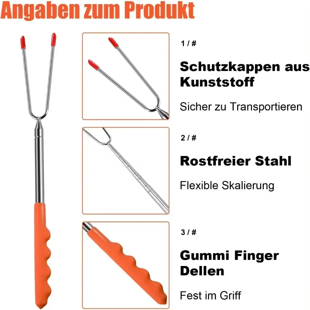 New BBQ Forks Telescopic Barbecue Tools Marshmallows Roasting Sticks Extendable Hot Dog Sausages Skewers Stainless Steel