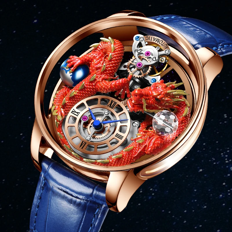 New Jacob&Co. Watchmakings House of Dragons. Astronomia Art Red Dragon Astronomia Quartz Watch Men Astronomia Solar Montre Homme