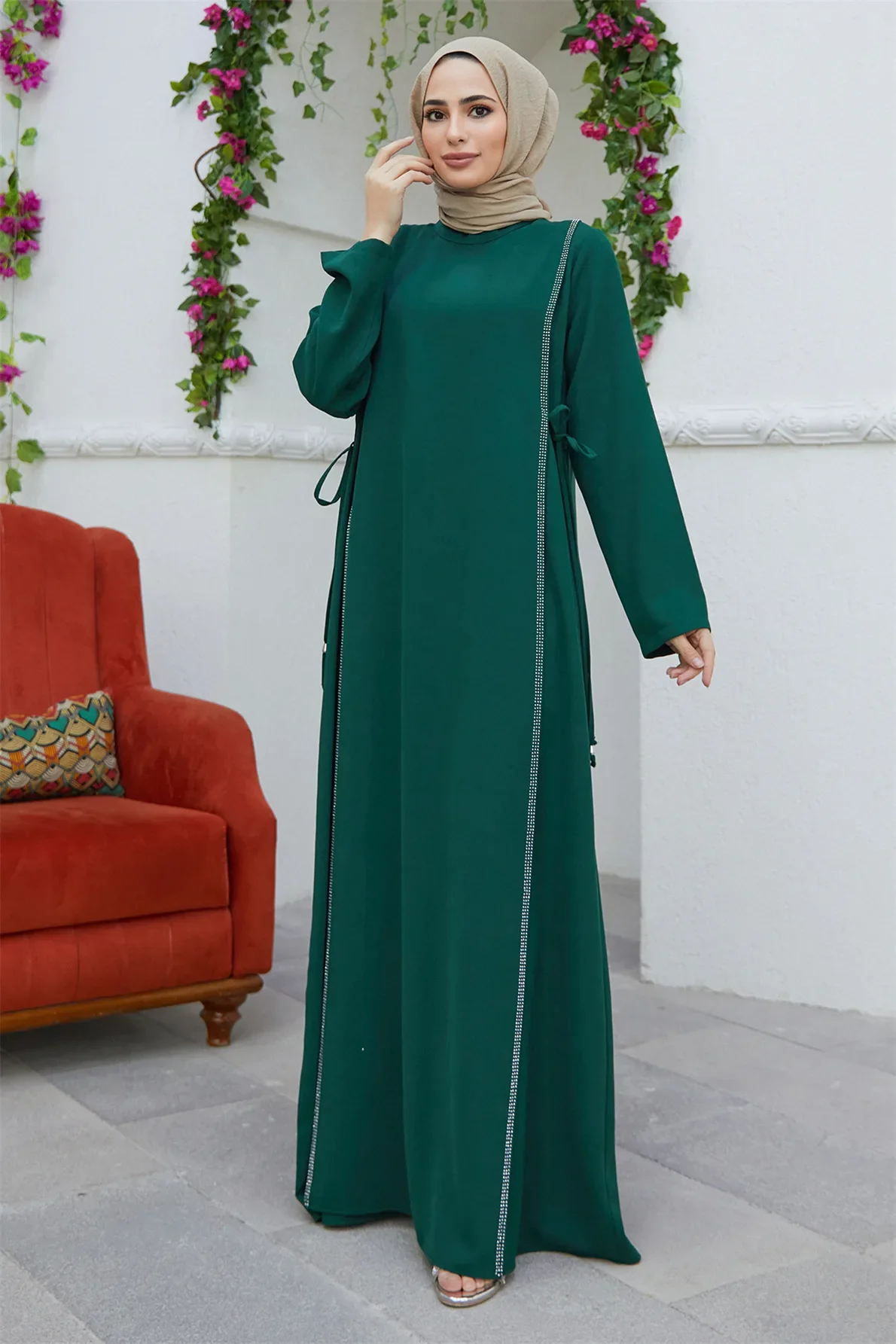 Sea4048d086cf4a8f90d291f156511737G Eid Muslim Dress Women Abaya Kimono Kaftan Beading Hijab Dresses Jilbab Dubai Robe Khimar Dubai Islam Clothes Kebaya Abayas Mallzona