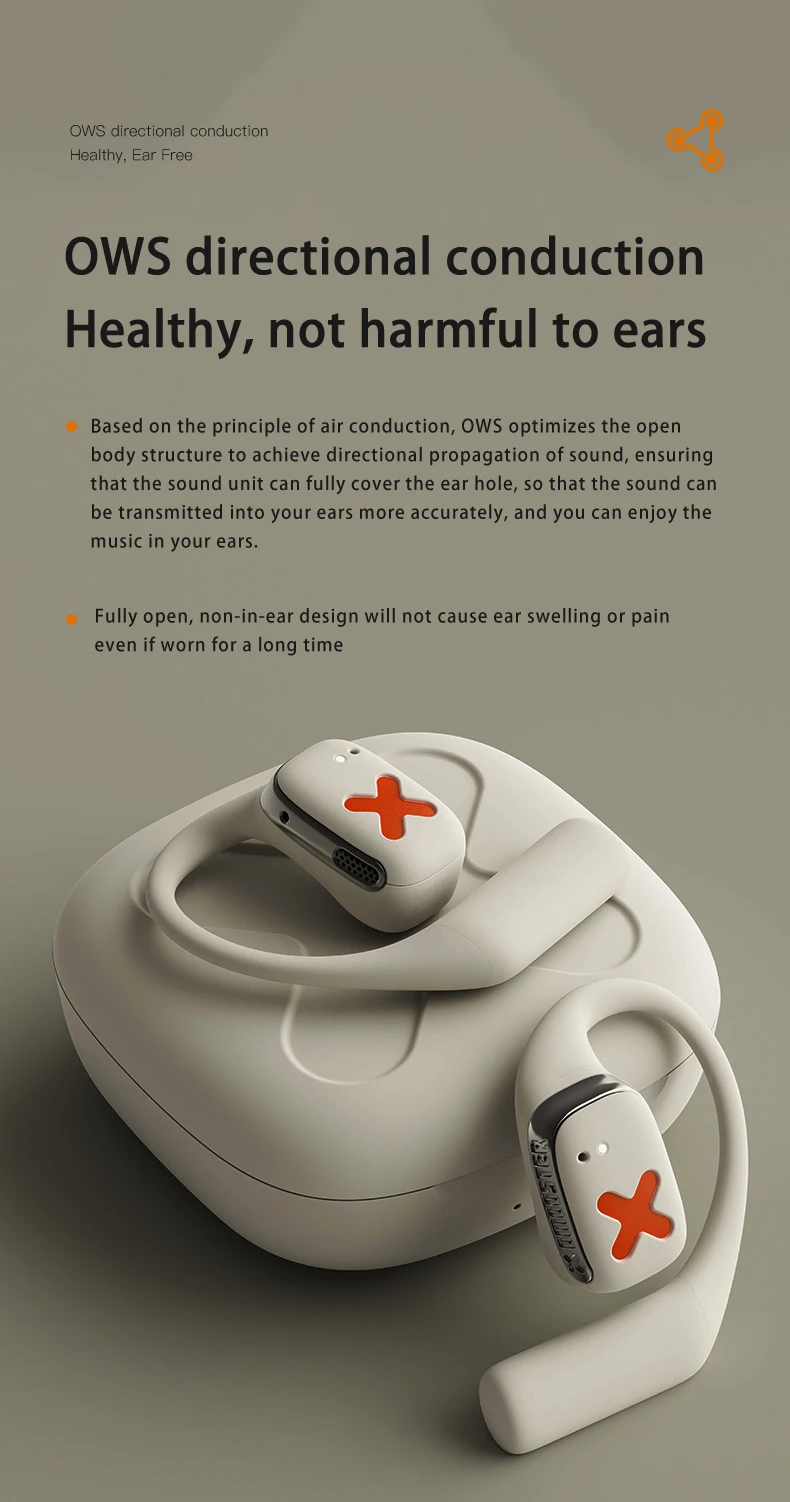OWS Earhook Open type Earphones Bluetooth 5.3 Low Latency Gaming Sport Headset HiFi Stereo Noise Reduction Earbuds