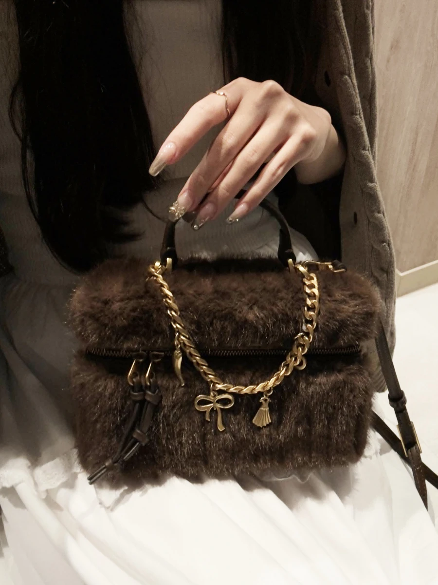 Box Bucket Bag Handbag Autumn And Winter Faux Fur Bags Women Shoulder Crossbody Bag Ladies Plush Hand Bags Bolsa Feminina Sac