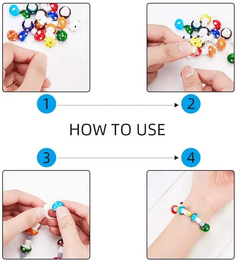 Mushroom Handmade Lampwork Beads 10 Strand Mixed Color Bead Charms for Trendy Necklace Bracelet DIY Jewelry Making Accessories