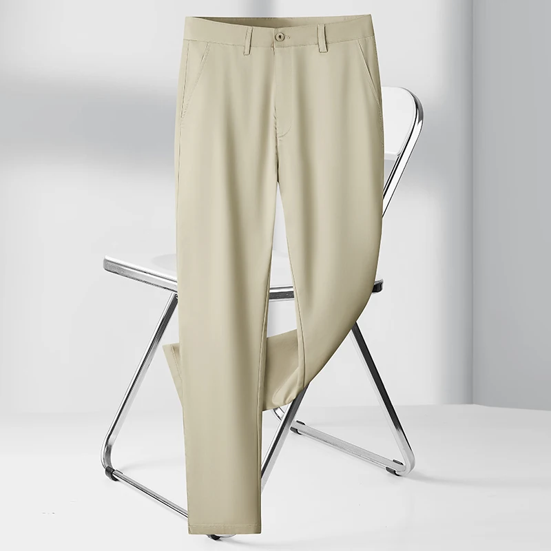 2024 summer thin section casual pants men's breathable ice silk loose straight young men's pants versatile fashion men's pants