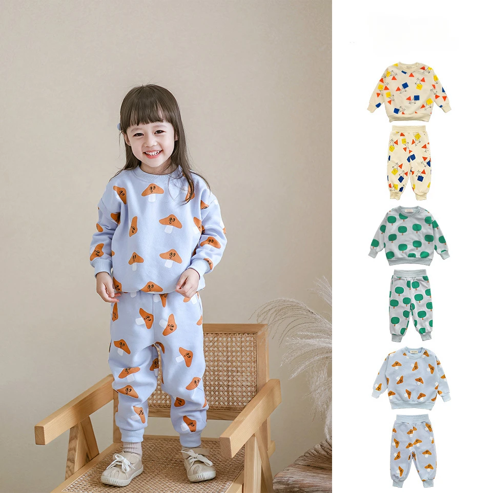 

Children Sweater Pants Outfit Set 2023 Autumn Kids Clothes Boys Girls Cute Print Two Piece Set Kids Boutique Clothes