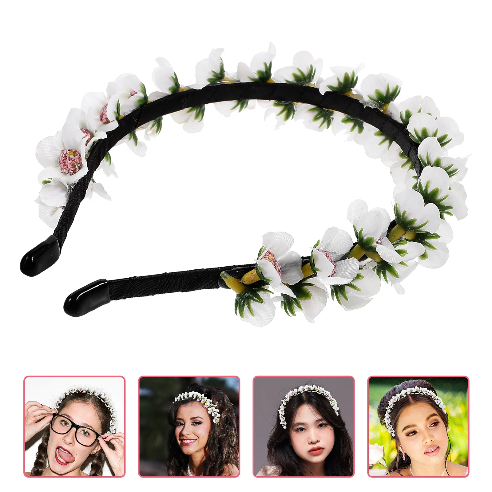 Wreath Headband Floral Hair Accessories Flower Crown Kit Headpiece Prom Headbands for Women Wedding Bride