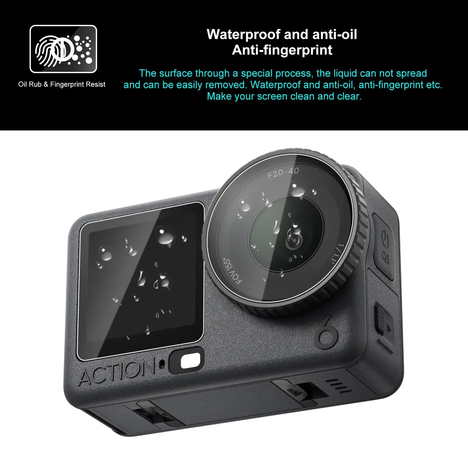 For DJI Osmo Action 6 PULUZ Lens + Front and Back Screen Tempered Glass Film