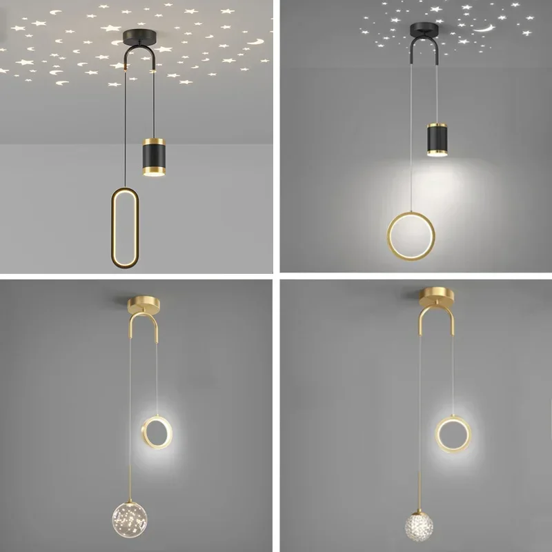 

New modern minimalist chandelier starry sky projection chandelier creative decoration romantic living room bedroom bedside lamp