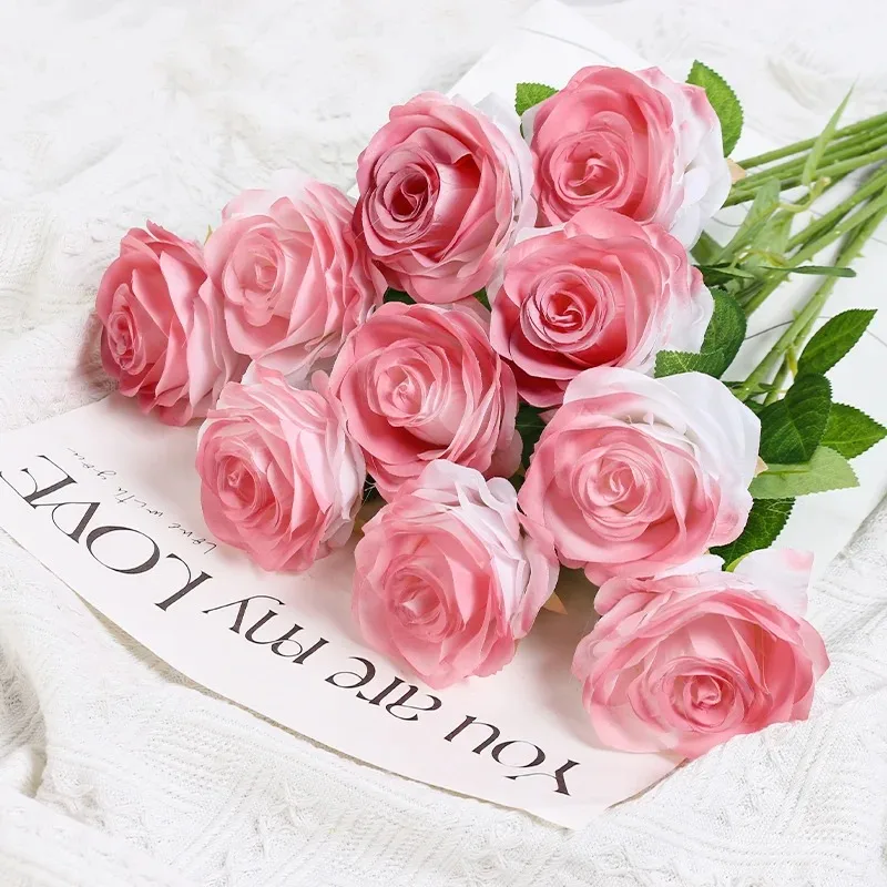 Guiqulai 3 Bouquet Artificial Flowers Set - Real Touch Silk In Pink, Champagne, Cream - View #10