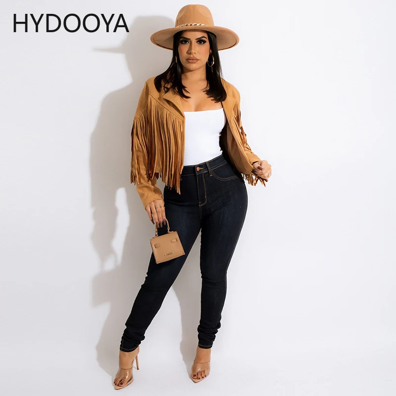 

Женская укороченная куртка с кисточками, Повседневная приталенная куртка составного кроя с отложным воротником и длинным рукавом, весна 2022