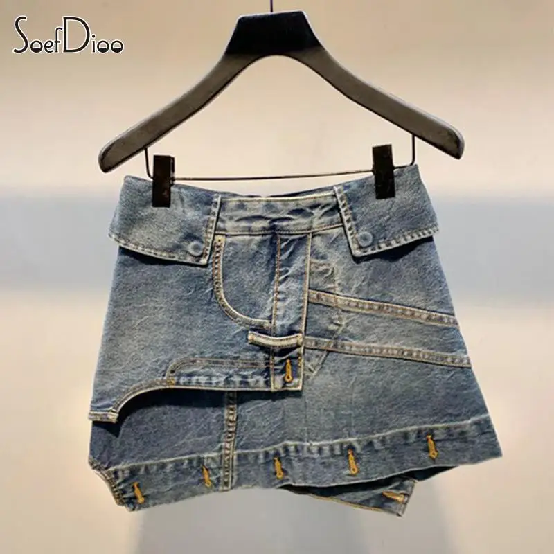 

Soefdioo Fashion Tierred Irregular Bodycon Mini Skirt Women Clothes Summer 2023 Casual Streetwear Sexy Button High Waist Skirts