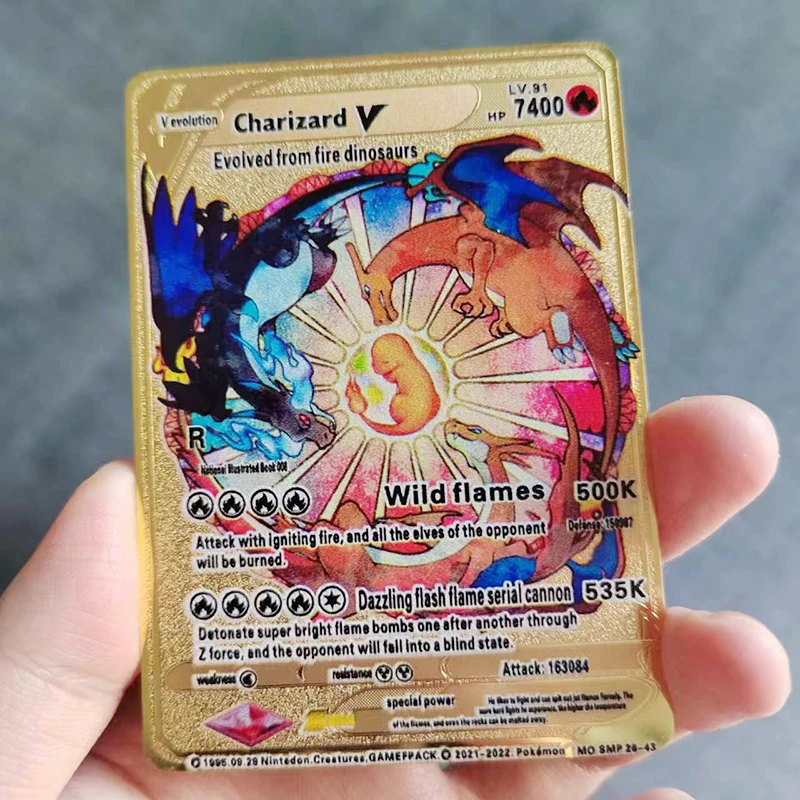 Pokemon Iron Metal Card Letters Golden Pikachu Eevee Charizard