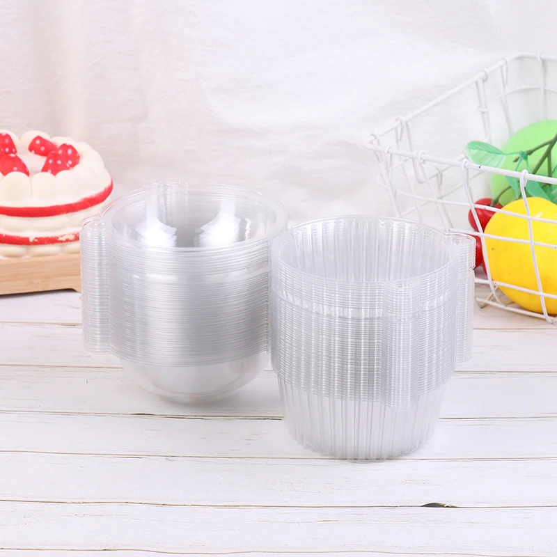 50 cup Plastic Transparent Cake Box Cute Kitten Head Cake Box Cat Ear Blister Packaging PVC Round West Point