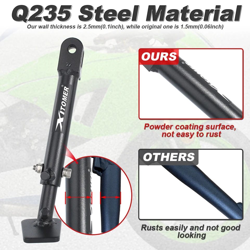 Motorcycle Adjustable Kickstand Steel Kick Side Stand For Kawasaki