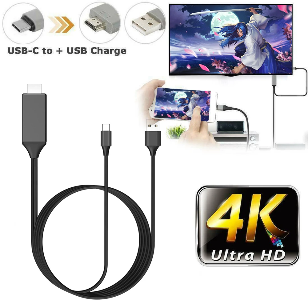 안드로이드 휴대폰용 미러링 충전 코드, L9 USB C to HDMI 호환, TV 1.8m