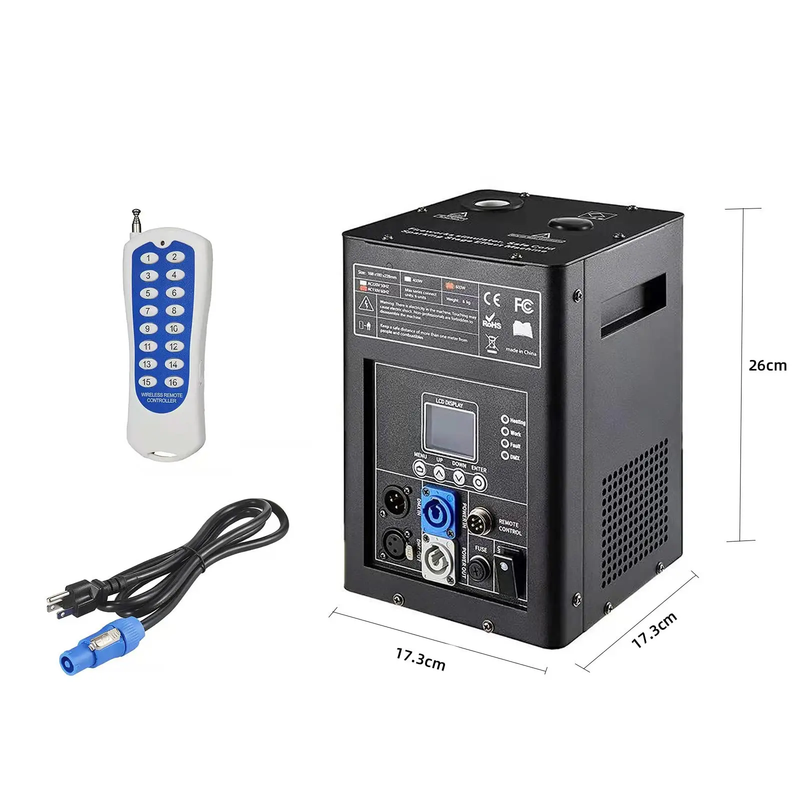 미니 360 콜드 스파크 불꽃 놀이 기계, DMX512 제어, 웨딩 디스코 파티 쇼, 사진 부스 액세서리 무대, 600W 전력