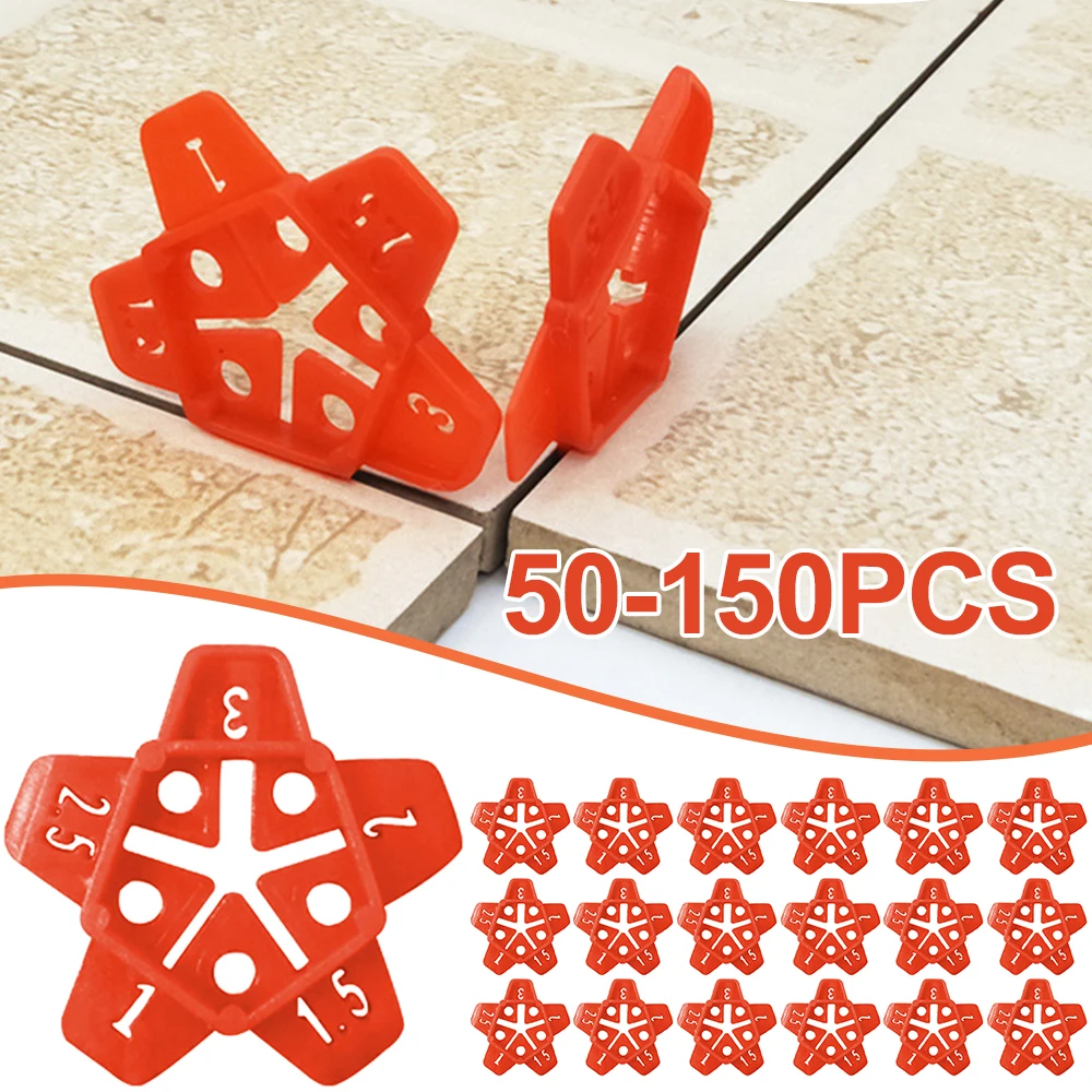Tile Spacers Tile Leveling Clips Tile Leveling Tools 50pcs 1/1.5/2/2.5/3mm Wall Tiles Ceramic Gap Locator Artifact Cross Tile Leveling System Gap Floor Construction Tools