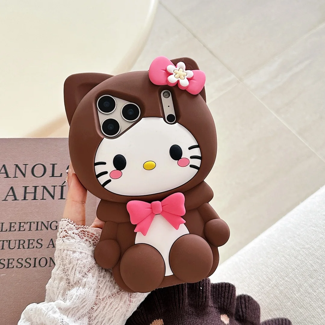 Bowknot Kitty Cat 3D Silicone Soft Phone Case - Protective Cover