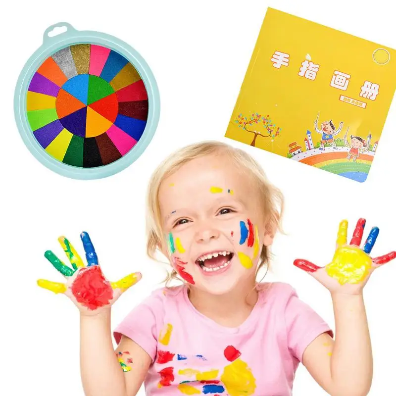 

Rainbow Finger Paints crafts DIY finger paintings Stamps Pad Childrens Early Learning Paints and Drawing for kids toys and game