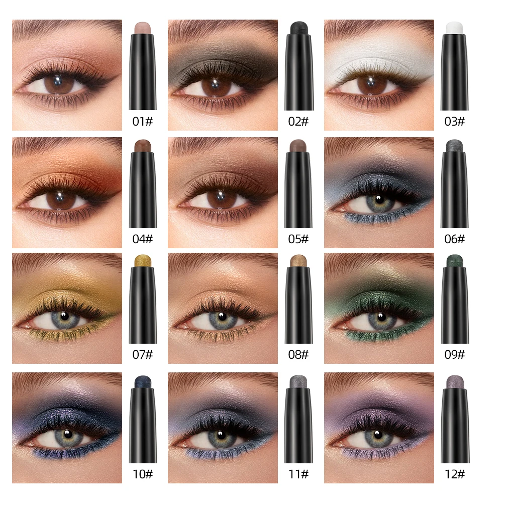 QIBEST Pearlescent Silkworm Eyeshadow Pen Waterproof Eyeshadow Pencil Glitter Matte Nude Gold Eye Shadow Pen Pigment Cosmetics 2