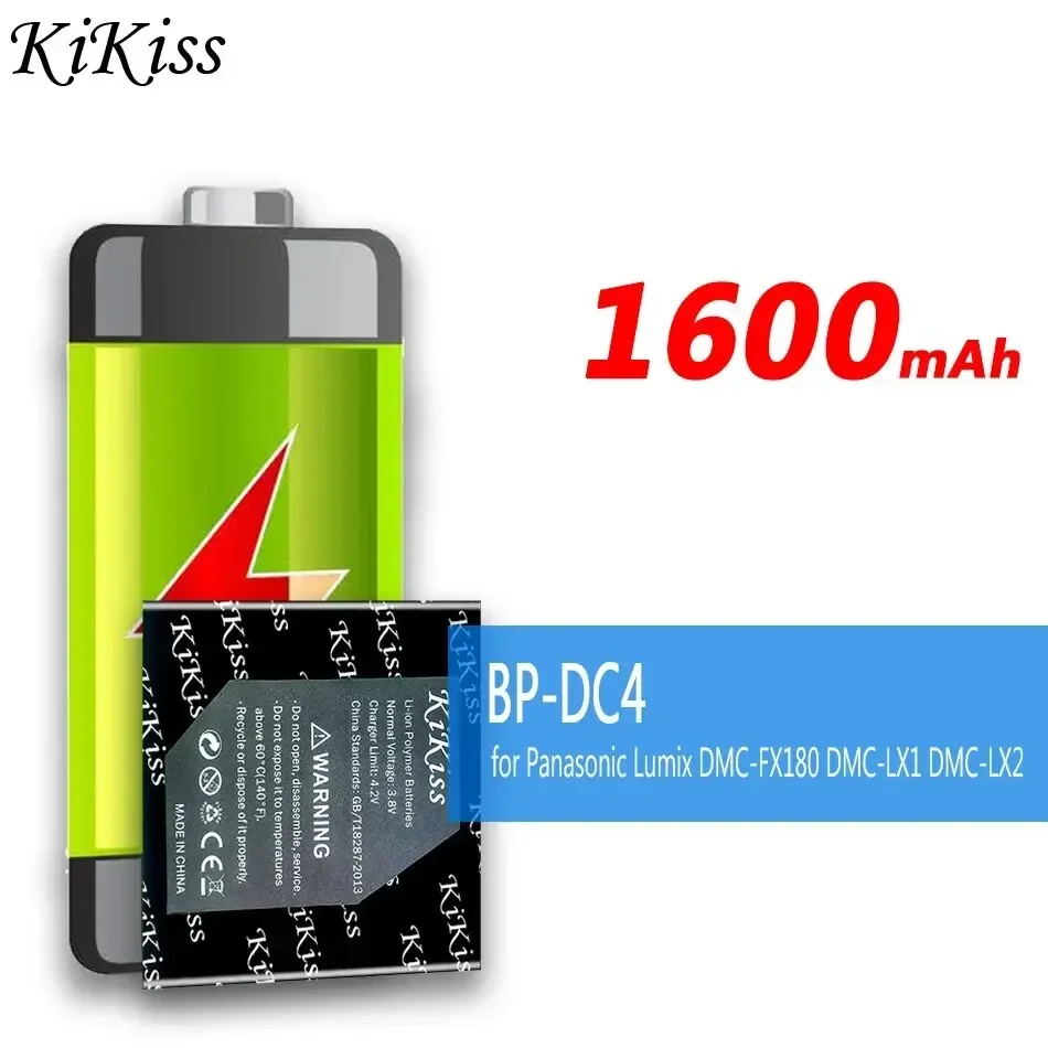 Batteria Kikiss Bp-Dc4 Bpdc4 1600Mah Per Panasonic Lumix Dmc-Fx180 Dmc-Lx1 Dmc-Lx2 Lx3 Fs1 Fs2 Fx01 Fx07 Bateria
