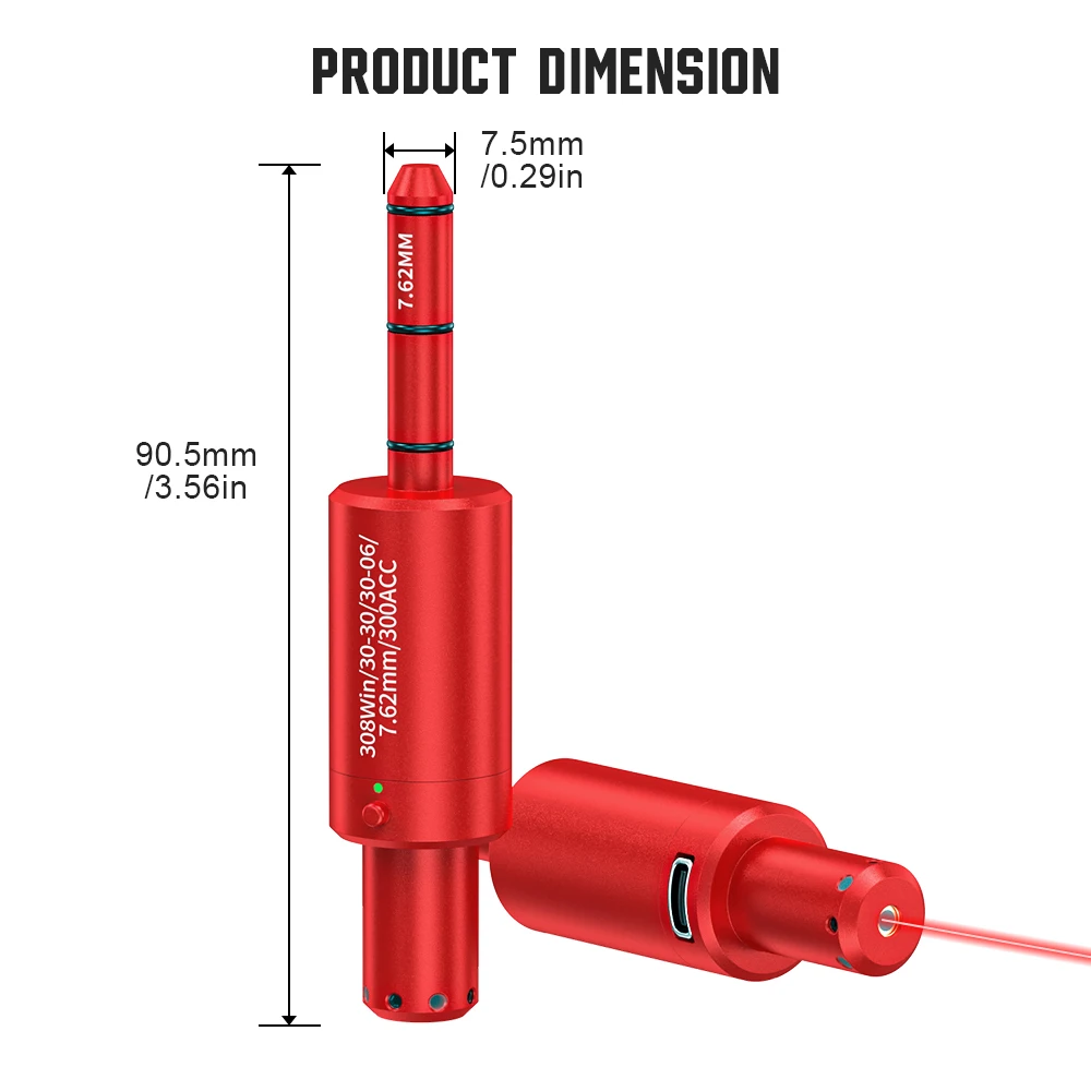 7.62 Dual-Purpose Magnetic Suction Laser Training Bullet Red Dot Dry Powder Laser Training Ammunition Gun Practice