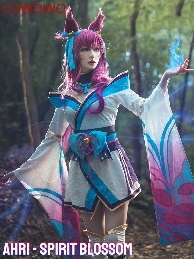 COWOWO Game LOL Ahri Spirit Blossom Cosplay Costume LOL Cosplay