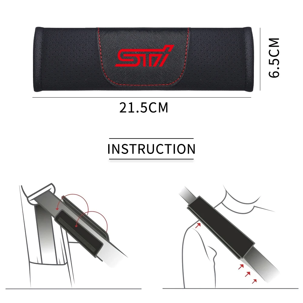 1piece Leather Car Seat Belt Shoulder Pad For Subaru STI OUTBACK WRV BRZ XV Impreza Forester Legacy Ascent safety belt shoulder guard
