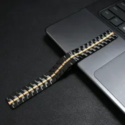 Luxurious Stainless Steel Replacement Bracelet - 22mm Metal Strap for 22mm (Black Gold)