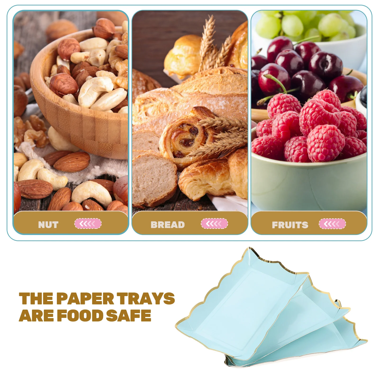 4 Pcs Square Paper Lace Plate Decorative Serving Trays Party Blue Plates Cardboard and Platters Fruit for Food Containers 5