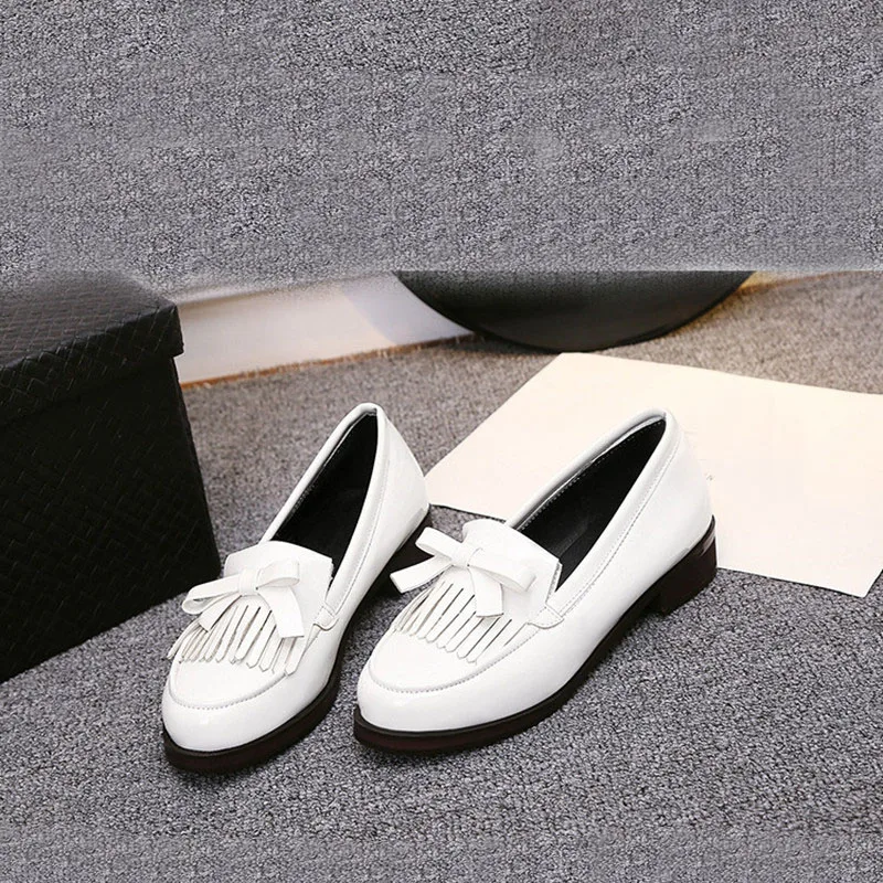 Fashion Loafers New Patent Leather Round Toe Bow Comfortable Soft Bottom Low Heel Flat Shoes Daily Walking Light Shoes