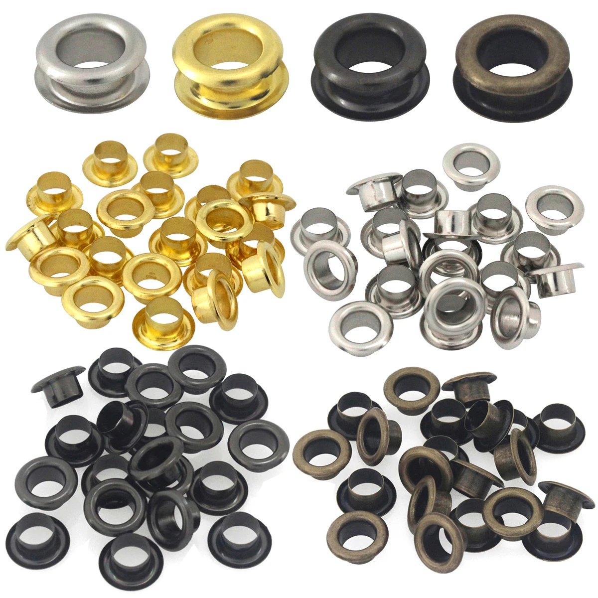 6mm Brass Double Sided Eyelet with Washer 100sets for Leather Craft Repair Grommet Round Eye Rings Shoes Bag Clothing Belt Hat