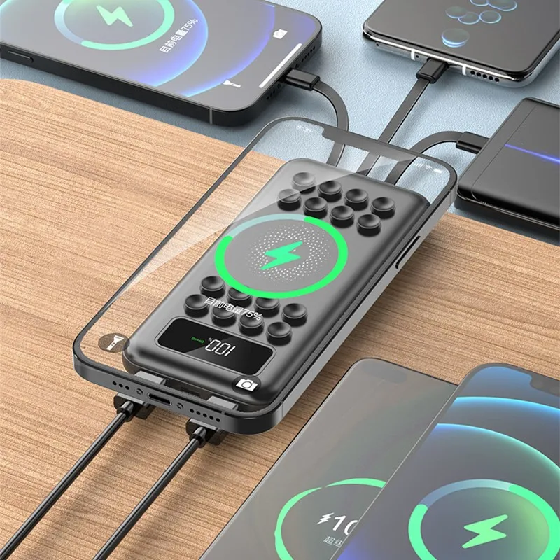 보조배터리 마그네틱 무선 충전기 보조베터리, 케이블 포함, 20000mAh, 아이폰 15, 14, 삼성, 화웨이, 휴대용 충전기