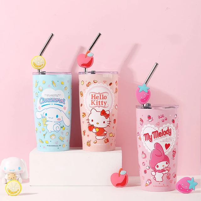 820ml Kawaii Sanrio Kuromi My Melody Thermos Mug Thermal Water Bottle  Cartoon High Capacity Stainless Steel Portable Straw Cups - AliExpress